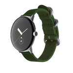 Per Google Pixel Watch cinturino con fibbia in acciaio intrecciato in nylon (verde militare + argento)