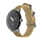 Per Google Pixel Watch cinturino con fibbia in acciaio intrecciato in nylon (cachi + argento)