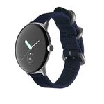 Per il cinturino dell'orologio con fibbia in acciaio intrecciato in nylon di Google Pixel Watch (blu scuro + argento)