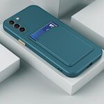 Per Samsung Galaxy S23 5G Skin Feel Card TPU Custodia per telefono con bottoni a contrasto di colore (verde scuro)