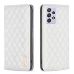 Per Samsung Galaxy A52 / A52s 5G Diamond Lattice Custodia magnetica in pelle per telefono (bianco)