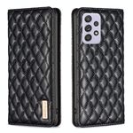 Per Samsung Galaxy A52 / A52s 5G Diamond Lattice Custodia magnetica in pelle per telefono (nero)