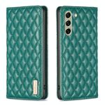 Per Samsung Galaxy S21 FE 5G Diamond Lattice Custodia magnetica in pelle per telefono (verde)