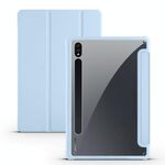 Per Samsung Galaxy Tab S7 + Custodia per tablet in pelle intelligente 3 pieghevoli in acrilico (blu ghiaccio)