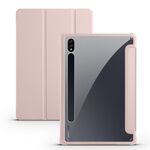 Per Samsung Galaxy Tab S7 + Custodia per tablet in pelle acrilica 3 pieghevoli (rosa ghiaccio)