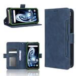 Per Blackview BV7100 Custodia per cellulare in pelle con fessure per schede con struttura in vitello (blu)