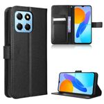 Custodia per telefono in pelle con trama a diamante per Honor X8 5G (nera)