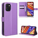 Per UMIDIGI F3 5G / 4G / F3S / F3 SE Custodia per telefono in pelle con struttura a diamante (viola)