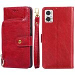 Per Motorola Moto E22/E22i Borsa con cerniera Custodia in pelle per telefono (rosso)