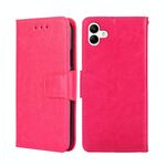 Per Samsung Galaxy A04 Custodia in pelle con struttura in cristallo (rosa rossa)