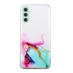 Per Samsung Galaxy S23 5G Hollow Marble Pattern TPU Custodia protettiva per telefono con foro preciso (verde)