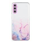 Custodia protettiva per telefono con foro preciso in TPU per Samsung Galaxy S23+ 5G con motivo marmo cavo (rosa)