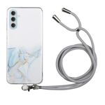 Custodia per telefono antiurto in TPU con motivo marmo cavo per Samsung Galaxy S23 5G con cordino per tracolla (grigio)