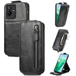 Per vivo T2X 5G Portafoglio con cerniera Custodia per telefono in pelle con vibrazione verticale (nero)