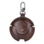 Custodia protettiva per auricolari in pelle per Huawei FreeBuds 4i / 5i Business con gancio (marrone scuro)