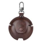 Custodia protettiva per auricolari in pelle per Huawei FreeBuds 4 Business con gancio (marrone scuro)