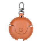Custodia protettiva per auricolari in pelle per Huawei FreeBuds 4 Business con gancio (marrone chiaro)