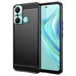 Per Infinix Hot 20 Riproduci custodia per telefono TPU in fibra di carbonio con trama spazzolata (nero)