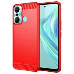 Per Infinix Hot 20 Riproduci custodia per telefono TPU in fibra di carbonio con trama spazzolata (rosso)