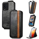Per vivo iQOO 10 Porta carte di credito a portafoglio con giunzione verticale Custodia per telefono in pelle a conchiglia (nero)