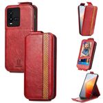 Per vivo iQOO 10 Porta carte di credito a portafoglio con giunzione verticale Custodia per telefono in pelle a conchiglia (rosso)