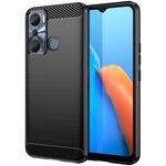 Per Infinix Hot 20i Custodia per telefono TPU in fibra di carbonio con trama spazzolata (nero)