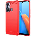 Per Infinix Hot 20i Custodia per telefono TPU in fibra di carbonio con trama spazzolata (rosso)