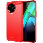 Per Infinix Note 12 Pro Custodia per telefono TPU in fibra di carbonio con trama spazzolata (rosso)