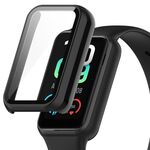 Per Amazfit Band 7 PC + custodia protettiva integrata in vetro temperato (nero)