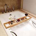 Mensola per vasca da bagno antiscivolo in bambù Mensola per immersione multifunzionale, colore: colore bambù