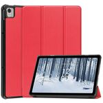 Per Nokia T21 Custer Custodia per tablet in pelle con supporto a 3 pieghe in puro colore (rosso)