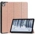Per Nokia T21 Custer custodia per tablet in pelle con supporto a 3 pieghe in puro colore (oro rosa)