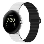 Per cinturino in silicone magnetico con fibbia inversa per orologio Google Pixel (bianco nero)