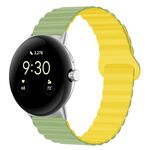 Per Google Pixel Watch Cinturino in silicone magnetico con fibbia inversa (giallo chiaro menta)