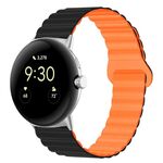 Per cinturino in silicone magnetico con fibbia inversa per orologio Google Pixel (nero arancione)