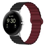 Per Google Pixel Watch Cinturino magnetico in silicone con fibbia inversa (nero rosso vino)