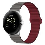 Per Google Pixel Watch Cinturino in silicone magnetico con fibbia inversa (grigio rosso vino)