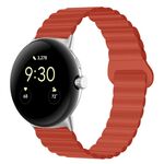 Per Google Pixel Watch Cinturino in silicone magnetico con fibbia inversa (arancione rosso)