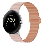 Per cinturino in silicone magnetico con fibbia inversa per orologio Google Pixel (rosa rosa grigio)