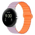 Per cinturino magnetico in silicone con fibbia inversa per orologio Google Pixel (arancione viola chiaro)
