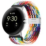 Per Google Pixel Watch cinturino in nylon con fibbia in metallo (arcobaleno)