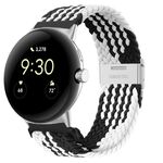 Per Google Pixel Watch cinturino in nylon con fibbia in metallo (nero bianco)