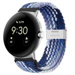 Per Google Pixel Watch cinturino in nylon con fibbia in metallo (blu bianco)