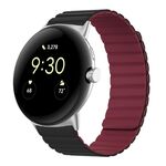 Per Google Pixel Watch Cinturino magnetico in silicone a due sezioni (nero rosso vino)