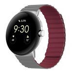Per Google Pixel Watch Cinturino magnetico in silicone a due sezioni (grigio vino rosso)
