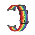 Per Google Pixel Watch Cinturino in nylon con fibbia nera a tre anelli (arcobaleno)