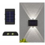 Lampada da parete solare NiMH a 4 LED Faretti a doppia testa impermeabili su e giù per esterni (luce bianca)