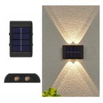 Lampada da parete solare NiMH a 4 LED Faretti a doppia testa impermeabili su e giù per esterni (luce calda)