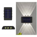 Lampada da parete solare NiMH a 6 LED Faretti a doppia testa impermeabili su e giù per esterni (luce bianca)