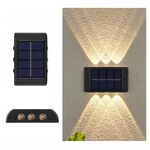 Lampada da parete solare NiMH a 6 LED Faretti a doppia testa impermeabili su e giù per esterni (luce calda)